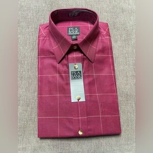 Jos A. Bank Travelers collection no wrinkles men’s maroon plaid shirt Size Med